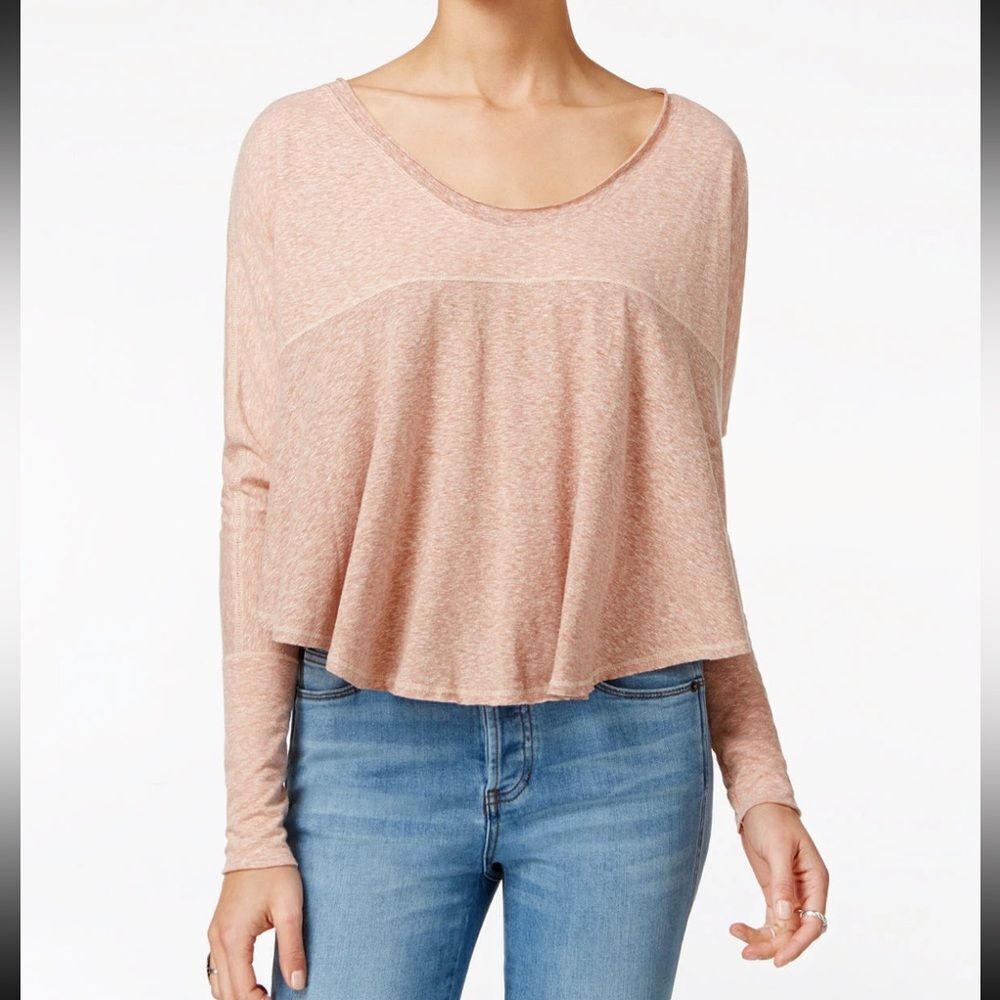 We The Free People Women’s Sz M Cloud Nine‎ Boxy Top Pullover Dusty Pink Relaxed